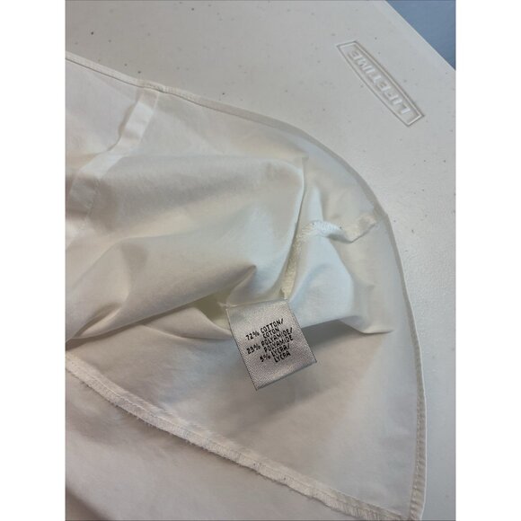 Lafayette 148 White Button-Down Sleeveless Blouse Ruffle Neck Cotton Stretch 12 - Picture 4 of 7